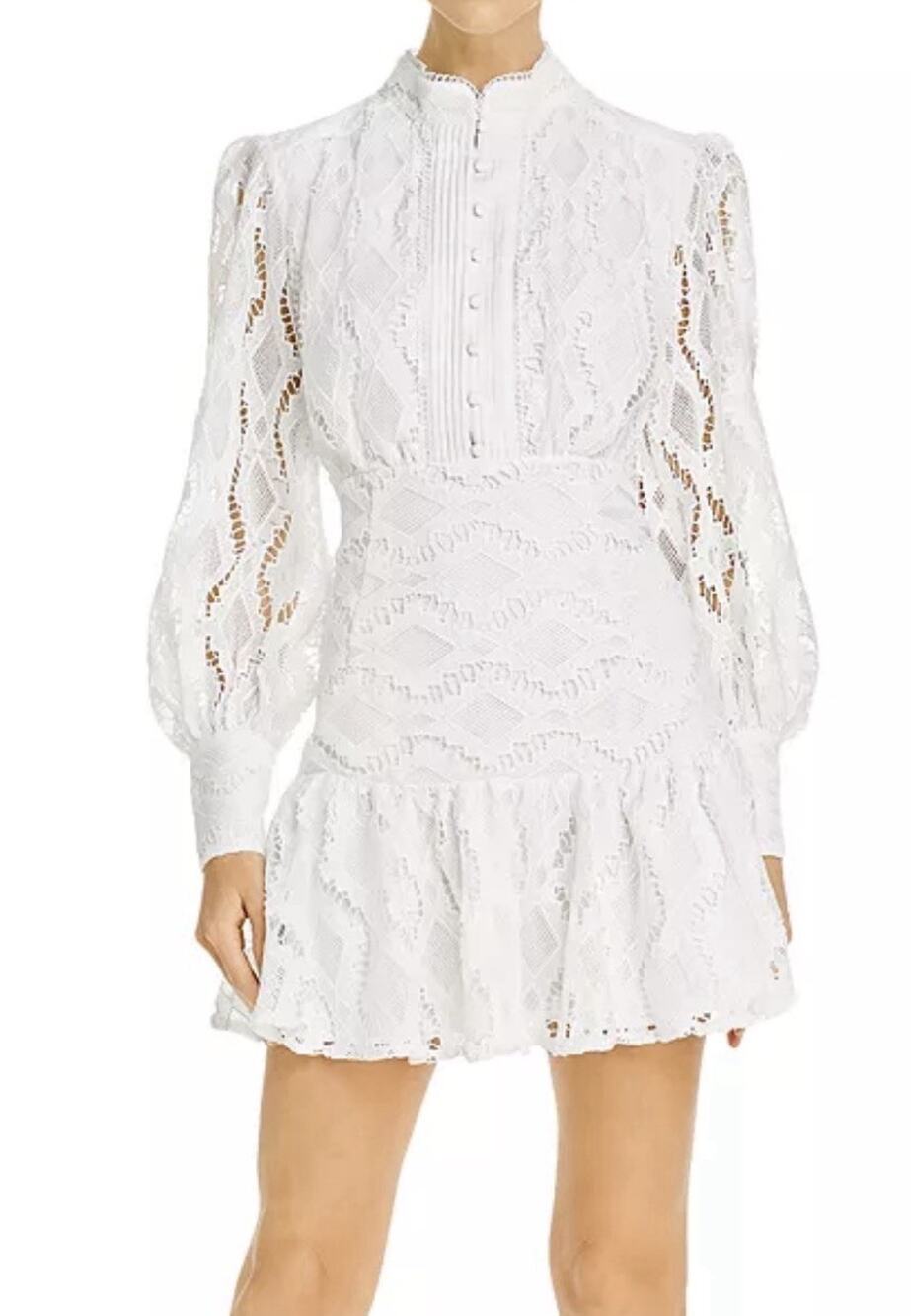 Bardot Remy Lace Mini Dress White Sz S Victorian Revival Coquette Bridal A010922